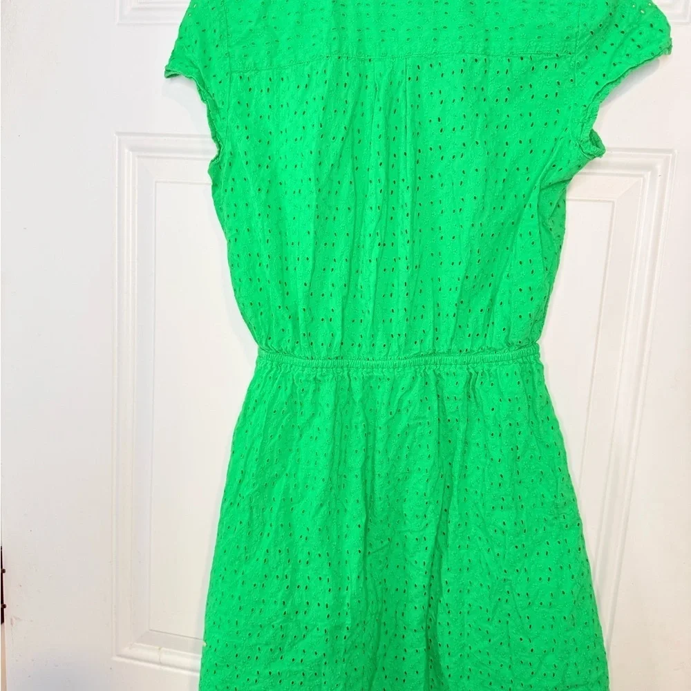 J. Crew Green Casual Sundress with Cap Sleeves and Mandarin Collar